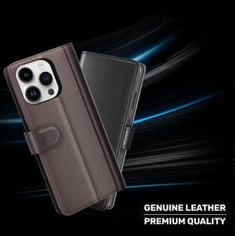 Genuine Leather Wallet Stand case for Iphone 14 Pro