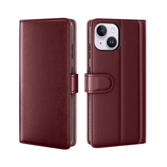 Genuine Leather Wallet Stand case for iPhone 14