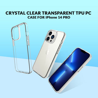 Crystal Clear Transparent TPU PC Case for iPhone 14 Pro